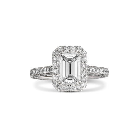 Classic Minelli May Emerald Cut Diamond Engagement Ring | Platinum