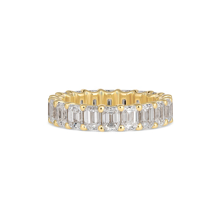 Wedding Vivid Emerald Cut Diamond Eternity Band | Yellow Gold