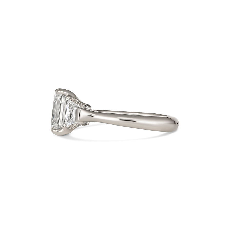 Hot Rocks® Collection Emerald Cut Three Stone Engagement Ring | Platinum