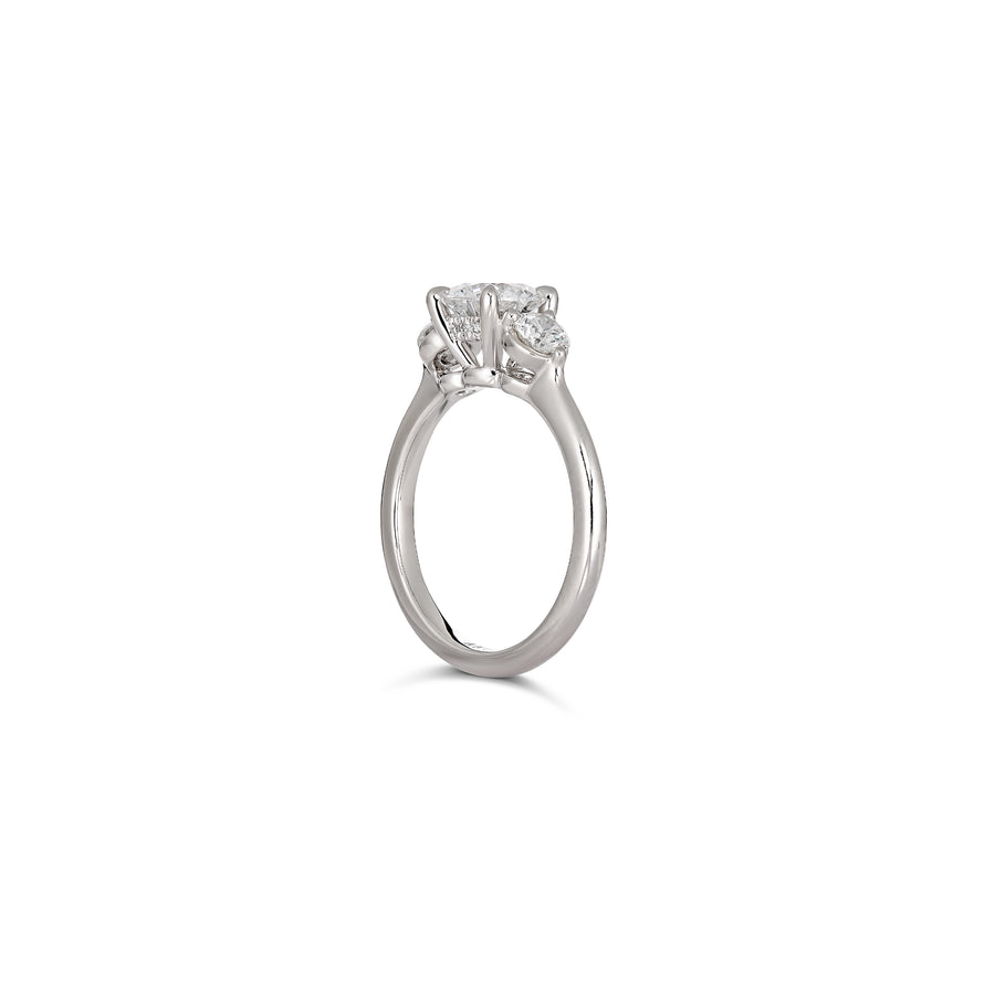 Classic Three Stone Round Brilliant Cut Engagement Ring | Platinum