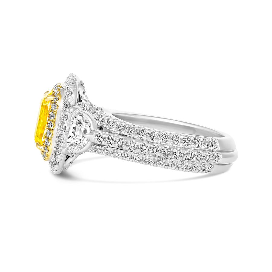 Hello Yellow® Ritz Paris Cushion Cut Yellow Diamond Ring