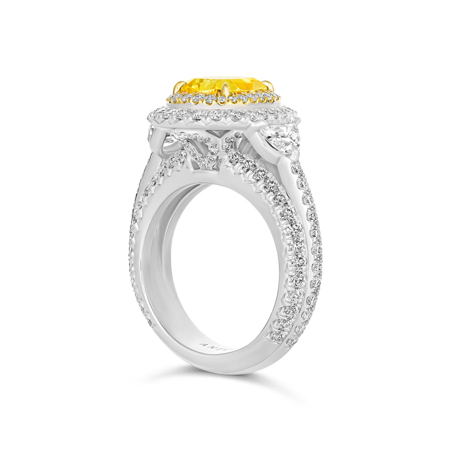 Hello Yellow® Ritz Paris Cushion Cut Yellow Diamond Ring