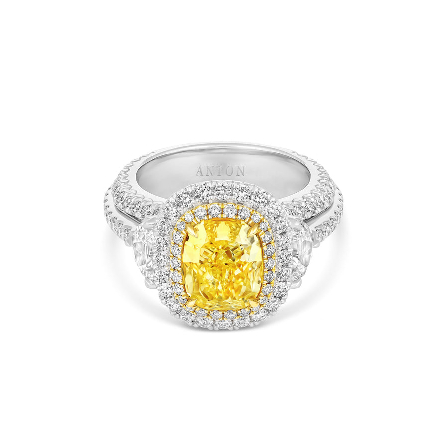Hello Yellow® Ritz Paris Cushion Cut Yellow Diamond Ring