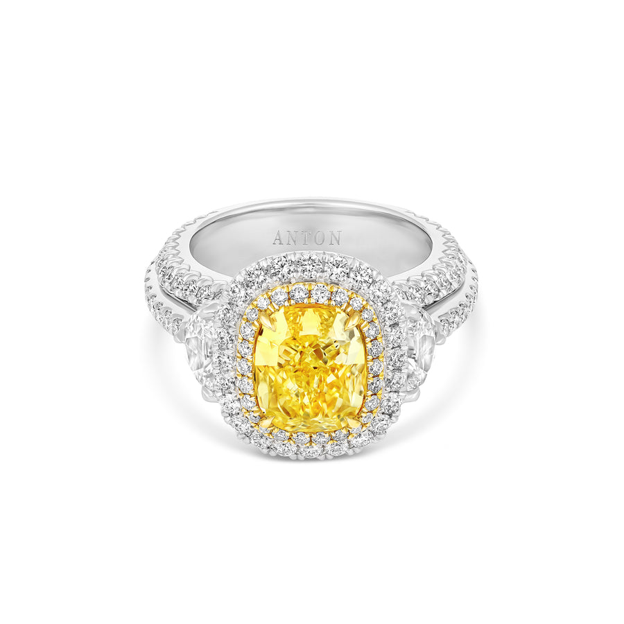 Hello Yellow® Ritz Paris Cushion Cut Yellow Diamond Ring