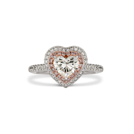 Classic Minelli Heart Shape Pink Diamond Engagement Ring | Platinum