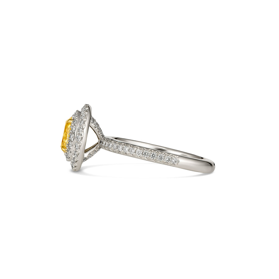 Hello Yellow® Oval Cut Fancy Yellow Diamond Halo Ring | Platinum