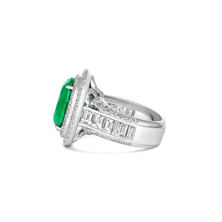 High Jewellery Ritz Melbourne Emerald and Diamond Ring | 18K White Gold