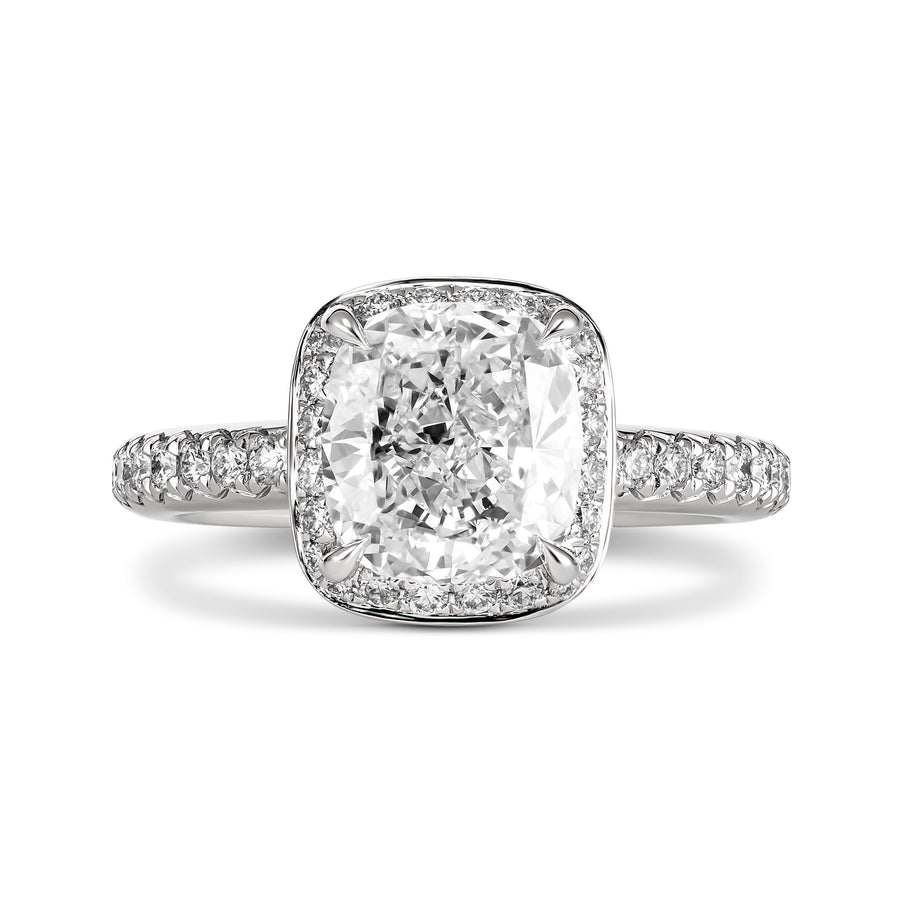Hot Rocks® Collection Cushion Cut Engagement Ring with Hidden Diamond Halo | Platinum