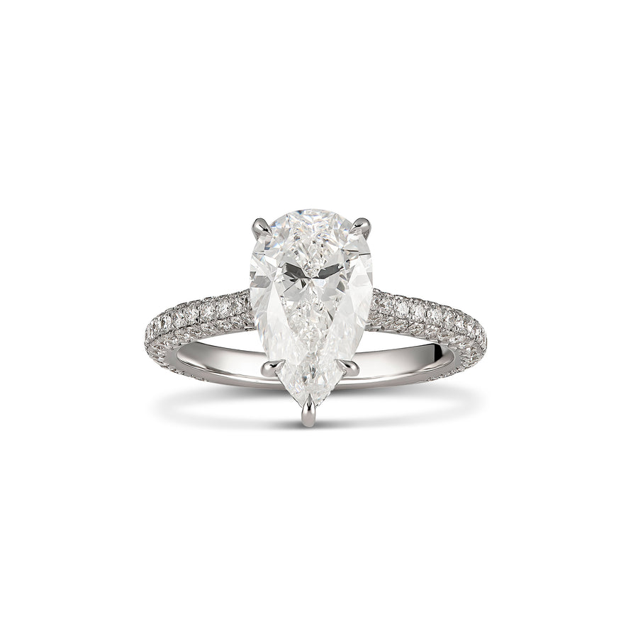 Hot Rocks® Collection Pear Cut Diamond Ring with Diamond Band | Platinum