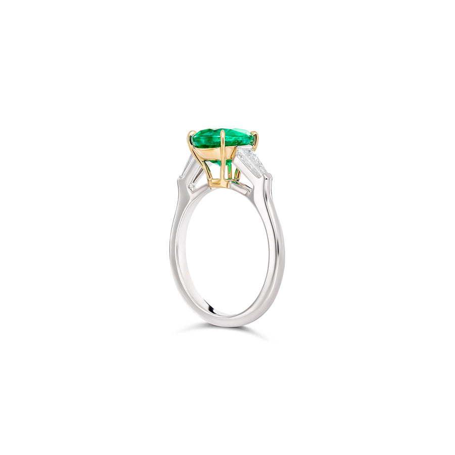 Regal Collection® Emerald Pear Cut Three Stone Ring | Platinum