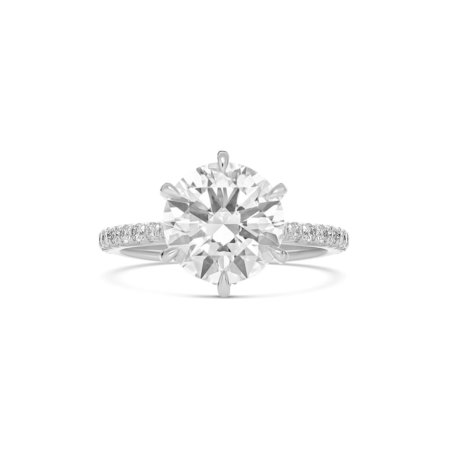 Hot Rocks® Collection Engagement Round Brilliant Cut Diamond Ring with Diamond Band | Platinum