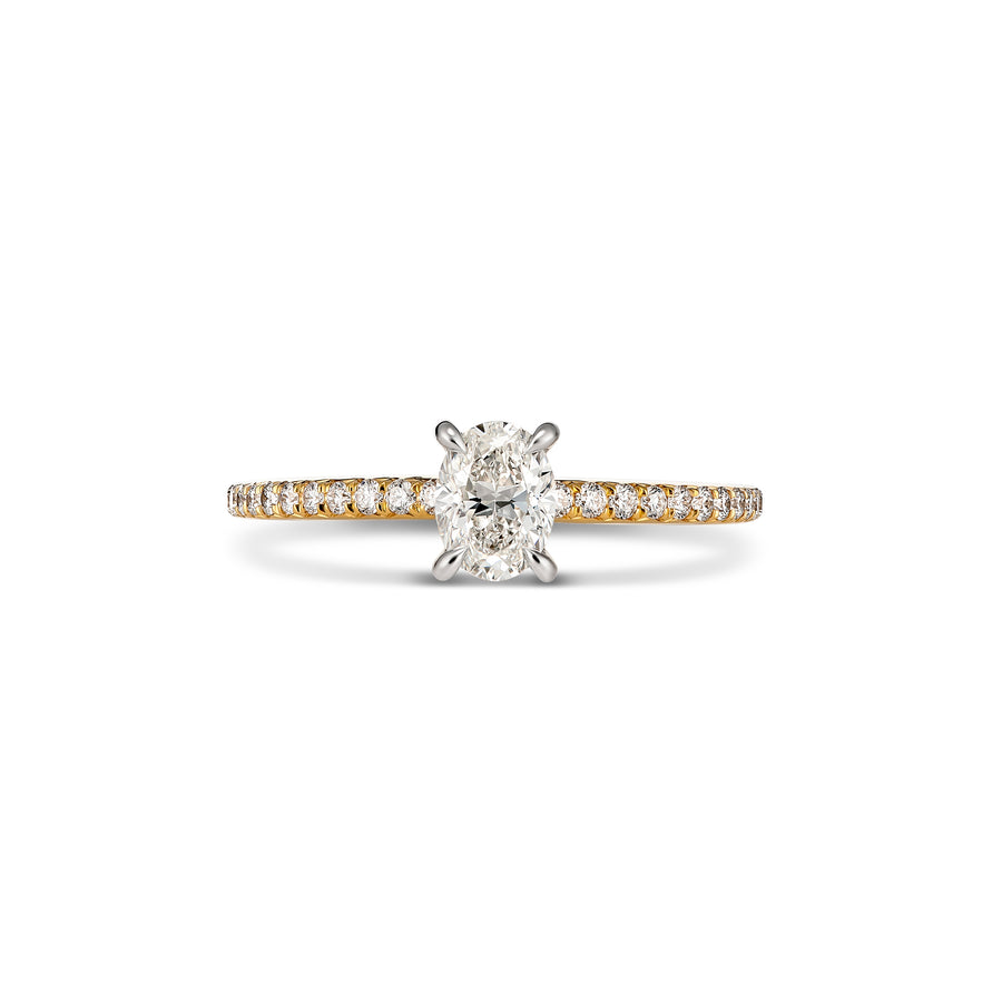 Classic Oval Cut Hidden Halo Engagement Ring | Yellow Gold