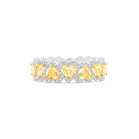 Riviera | Heart Shaped Fancy Yellow Diamond Halo Eternity Ring