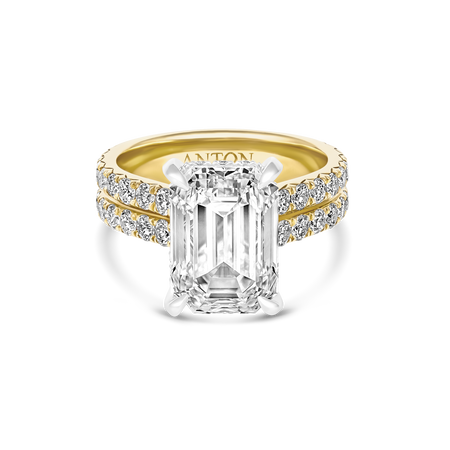 Grandeur Crawford Emerald Cut Double Diamond Band Engagement Ring | Yellow Gold