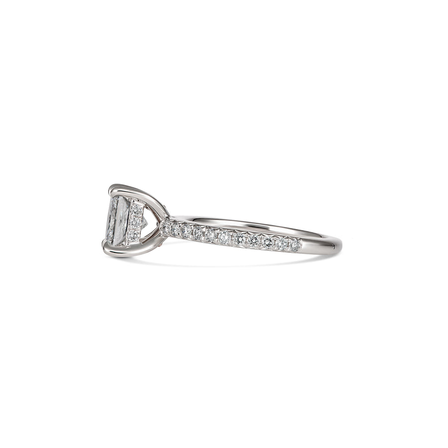 Classic Engagement Princess Cut Diamond Ring with Diamond Band | White Gold