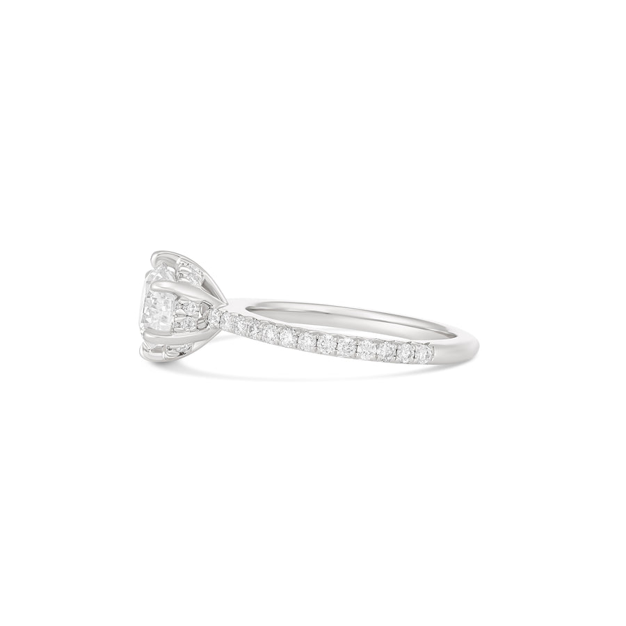 Classic Engagement Round Brilliant Cut Diamond Ring with Hidden Halo | Platinum