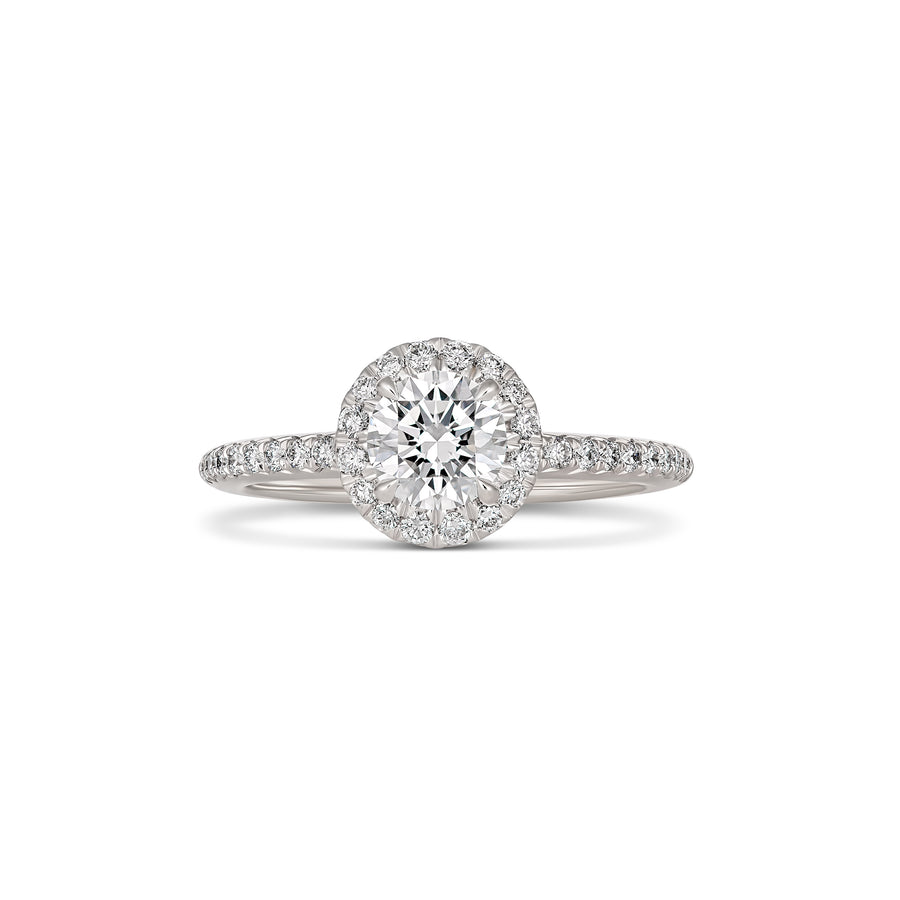 Classic Engagement Round Brilliant Cut Diamond Halo Ring | Platinum