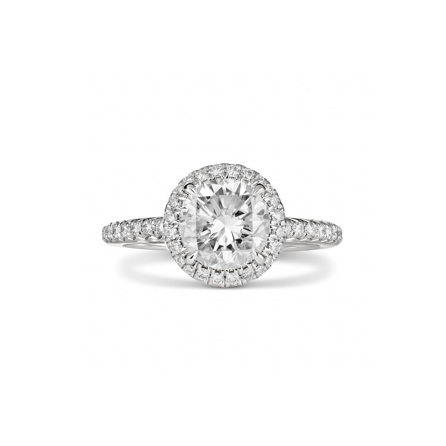 Classic Engagement Round Brilliant Cut Diamond Ring with Halo | Platinum