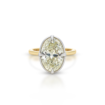 Grandeuer Luminous Solitaire Engagement Ring | 18K Yellow Gold & 18K Palladium White Gold Natural Diamond Ring