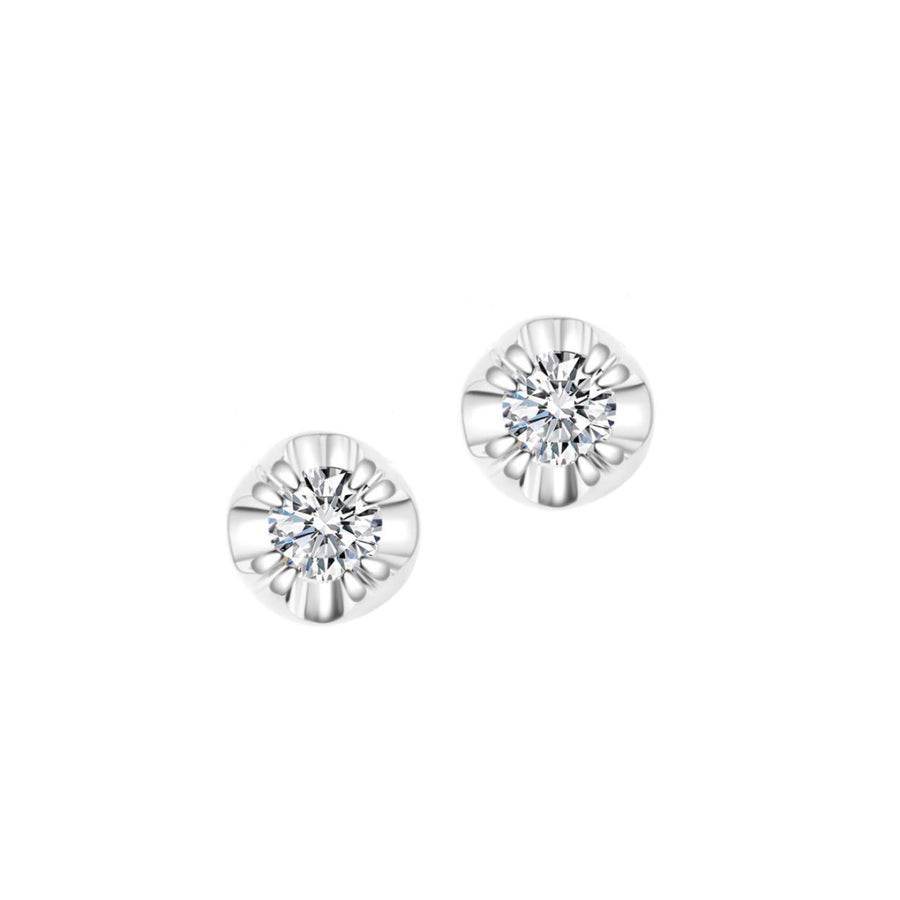 Allure Round Brilliant Cut Stud Earrings | 18K White Gold