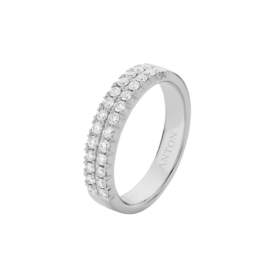 Krisscut Lunar Diamond Double Row Ring | White Gold