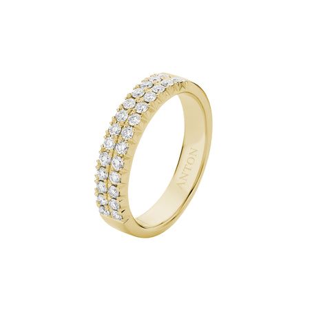 Krisscut Lunar Diamond Double Row Ring | Yellow Gold