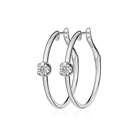 Allure Medium Diamond Hoops | 18K White Gold