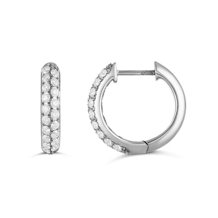 Artisan Half Moon Small Round Huggies | 18K White Gold