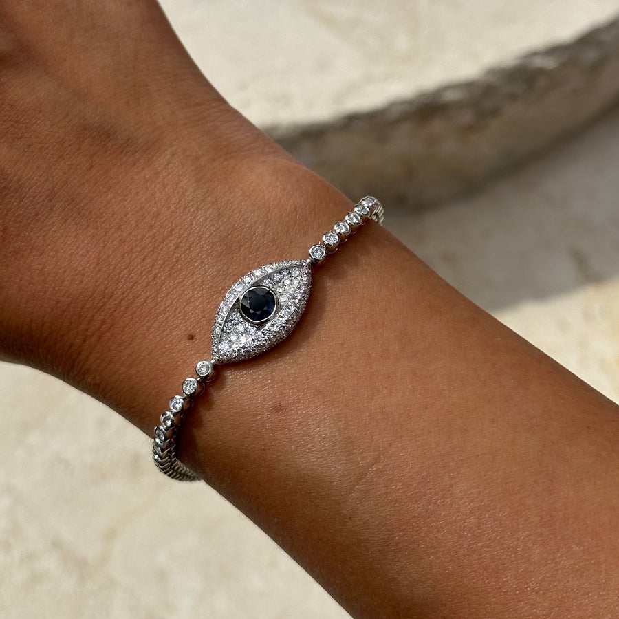 Capri Dreaming® Evil Eye Diamond Tennis Bracelet | 18K White Gold