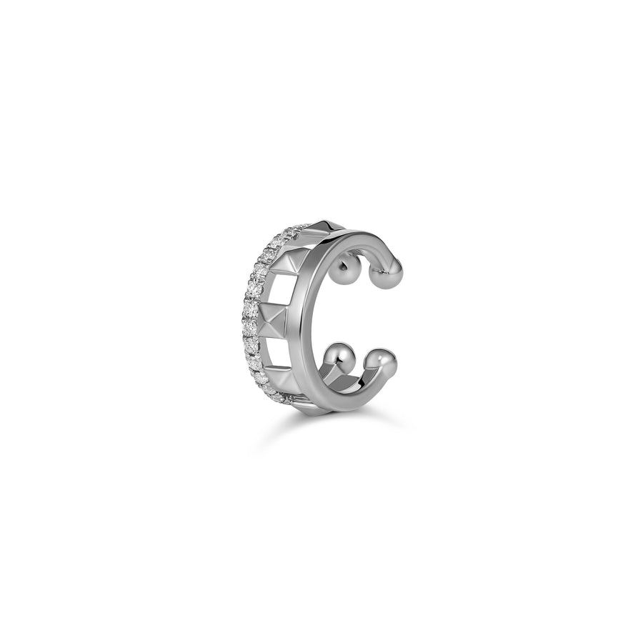 R.08® Single Ear Cuff with Diamonds | 18K White Gold