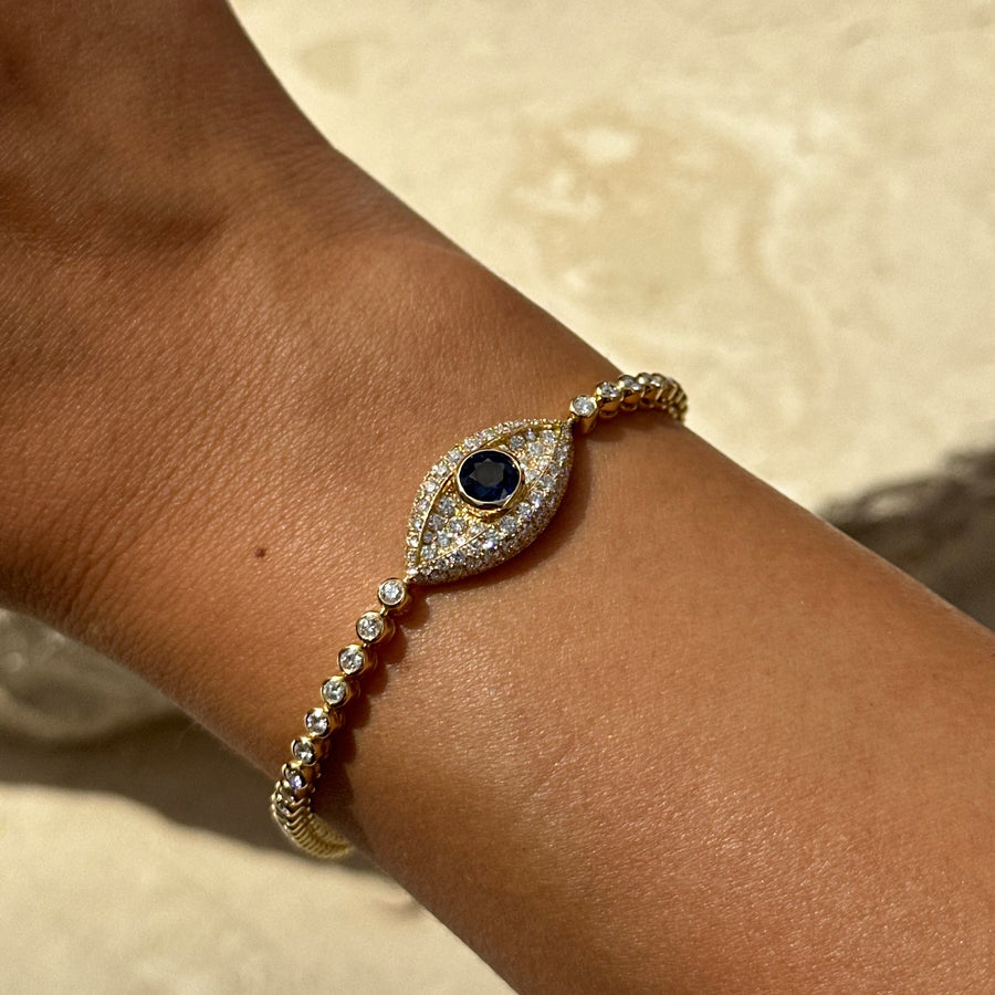 Capri Dreaming® Evil Eye Diamond Tennis Bracelet | 18K Yellow Gold