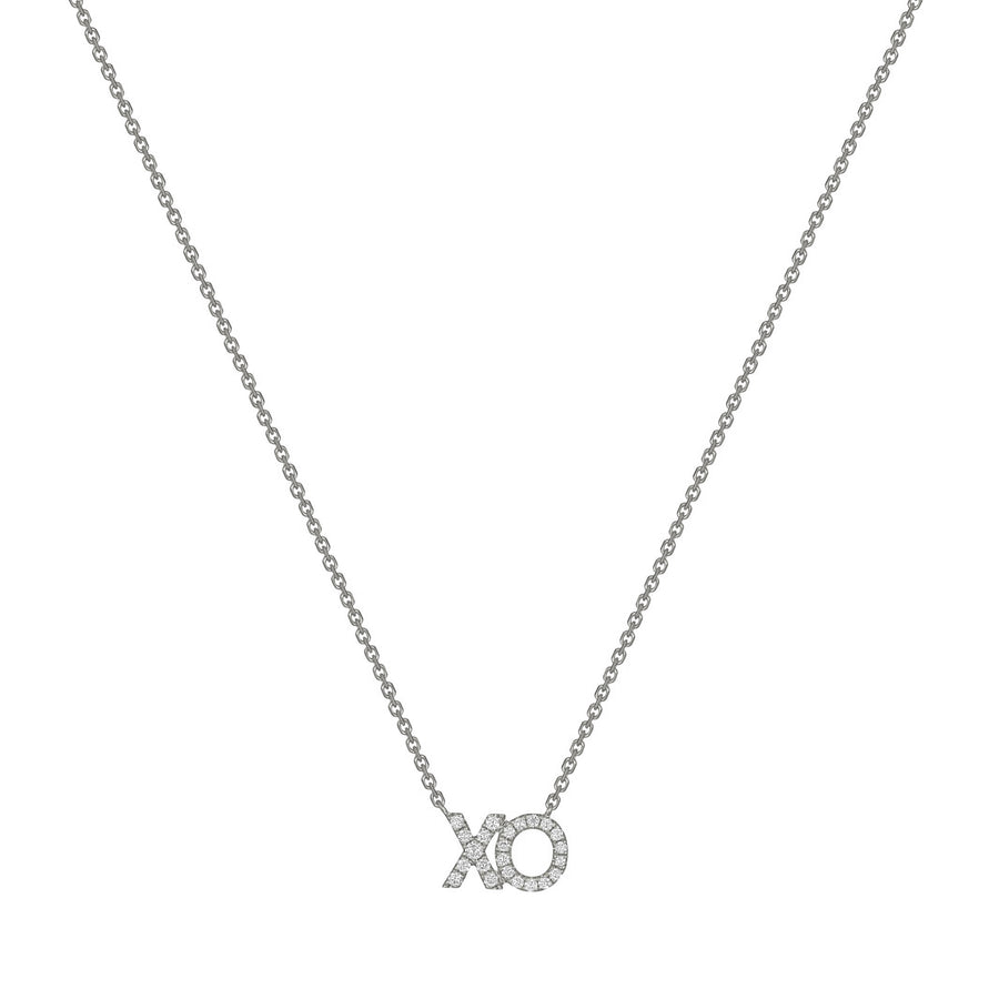 XO Diamond Pendant Necklace | White Gold