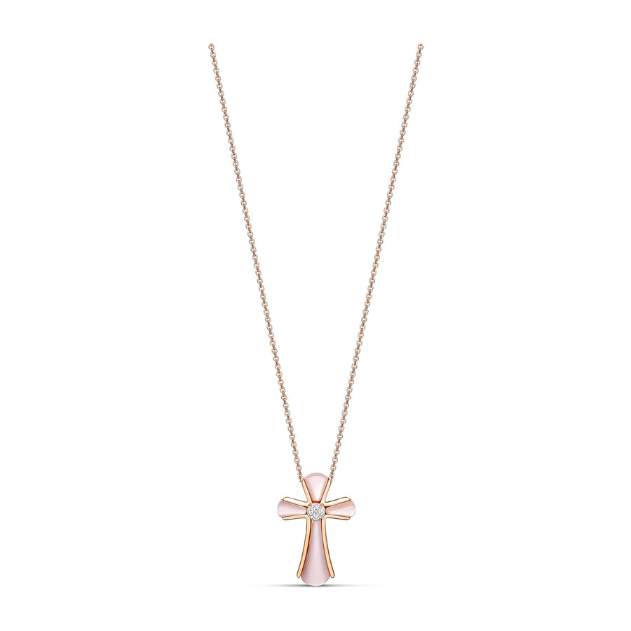 Little Rocks® Cross Pendant Necklace | 18K Rose Gold