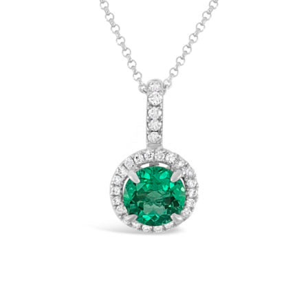 Regal Collection® Emerald & Diamond Pendant Necklace | White Gold