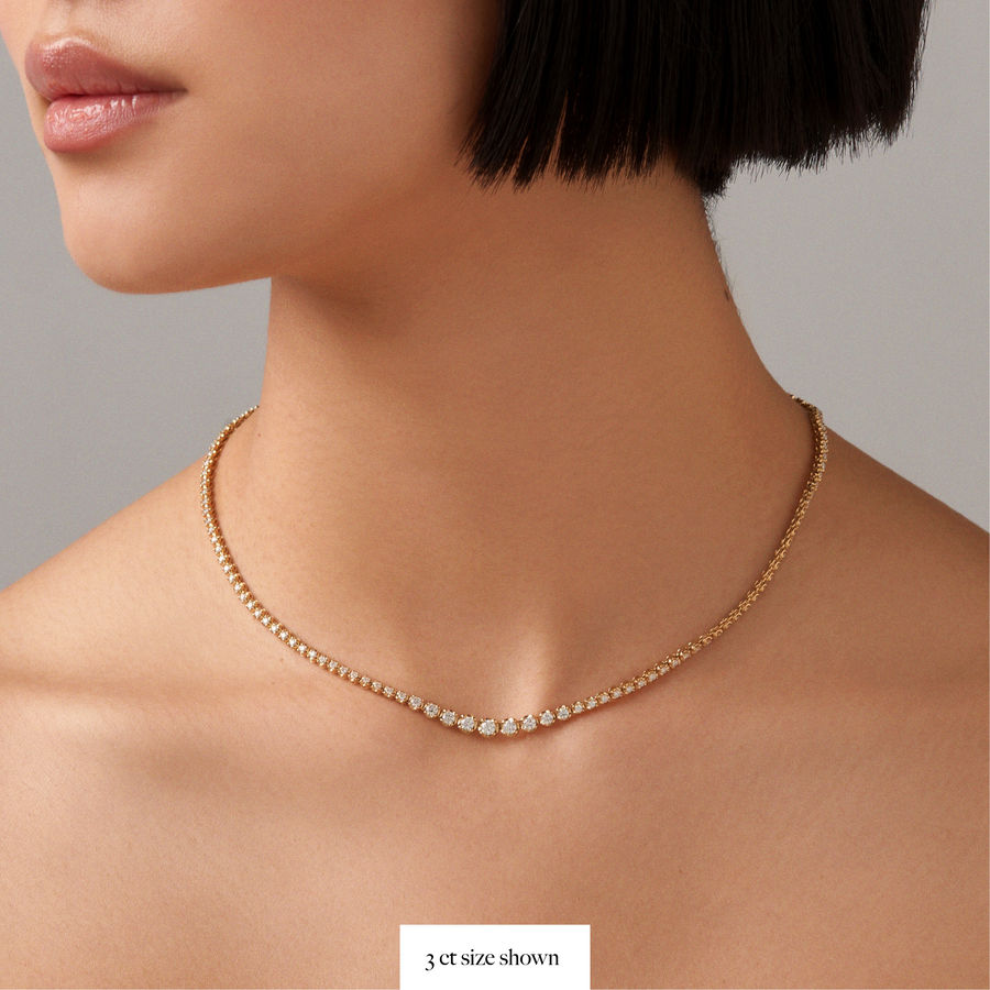 Round Moissanite 4 Prongs Degrade Tennis Necklace - 11.86tcw - Venazia  Jewelry