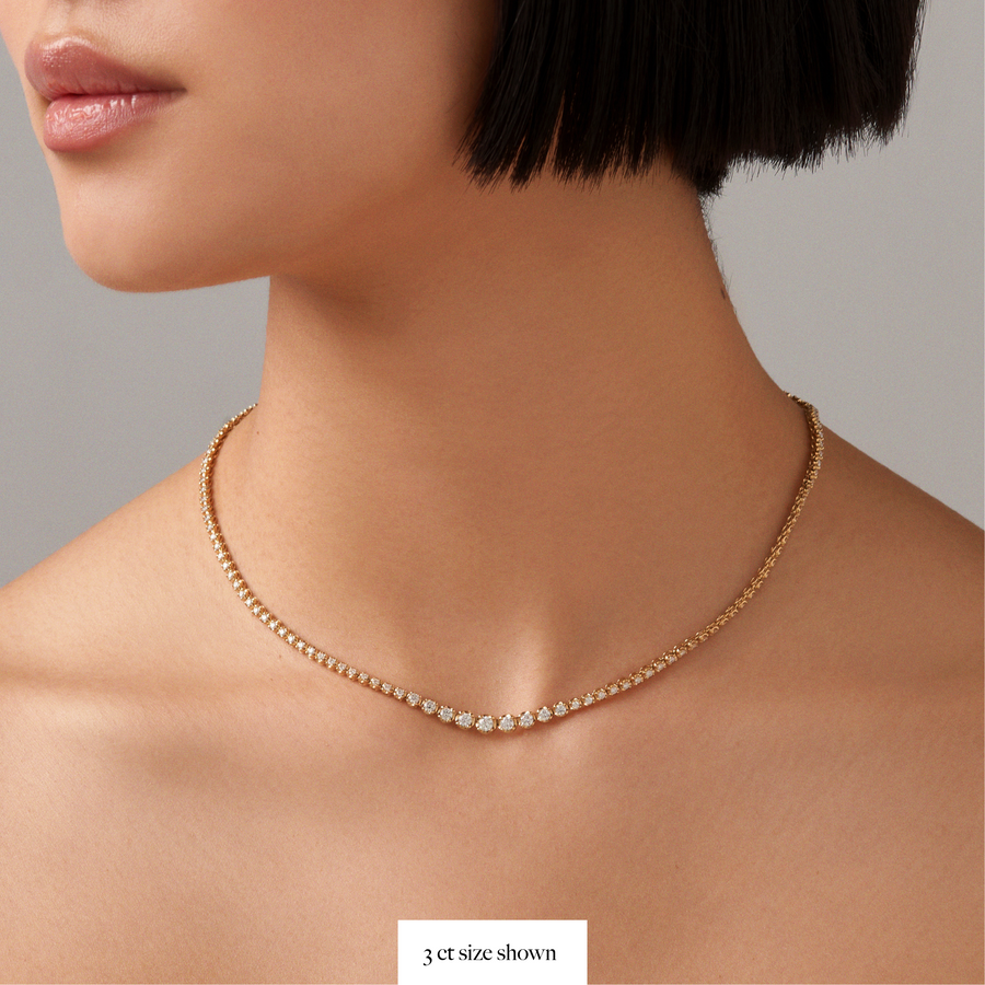 Allure Tennis Diamond Necklace Yellow Gold ANTON Jewellery