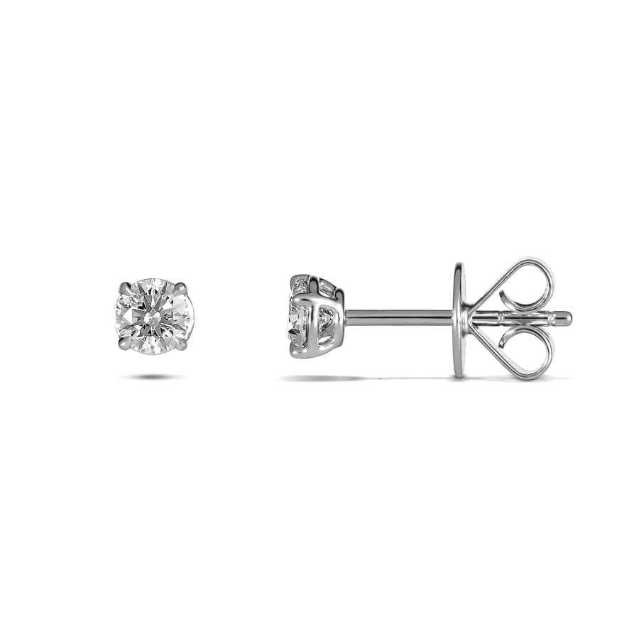 Classic Diamond 4 Claw Stud Earrings | White Gold