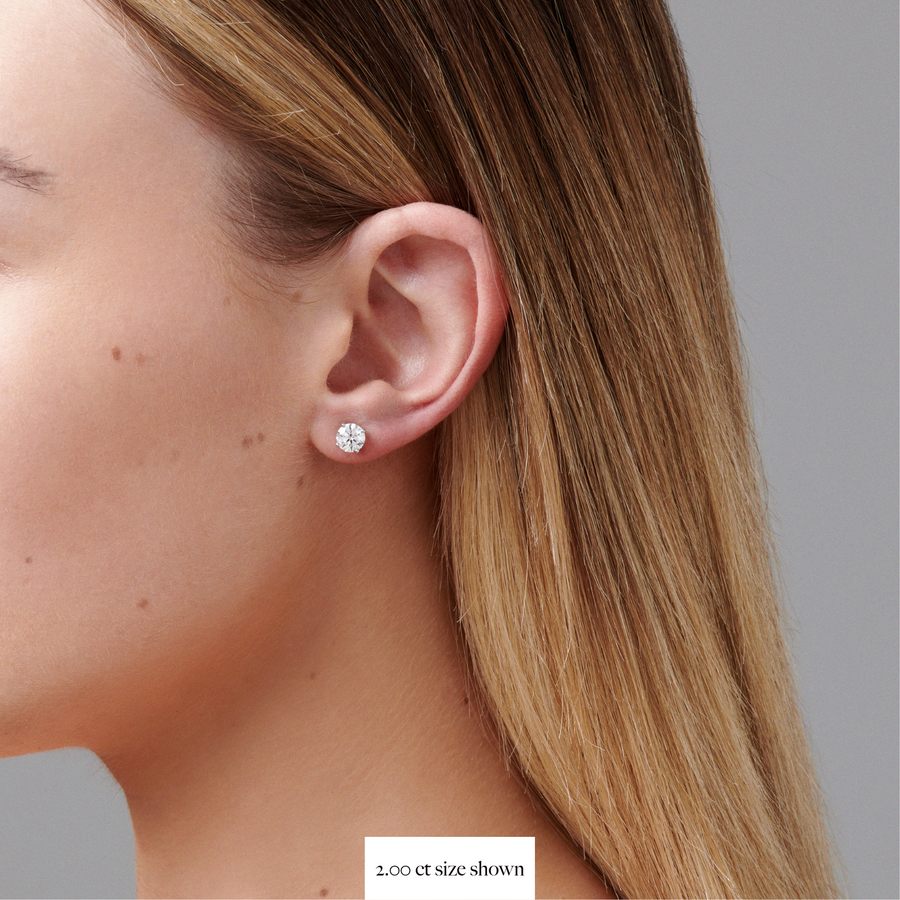 Classic Diamond 4 Claw Stud Earrings White Gold