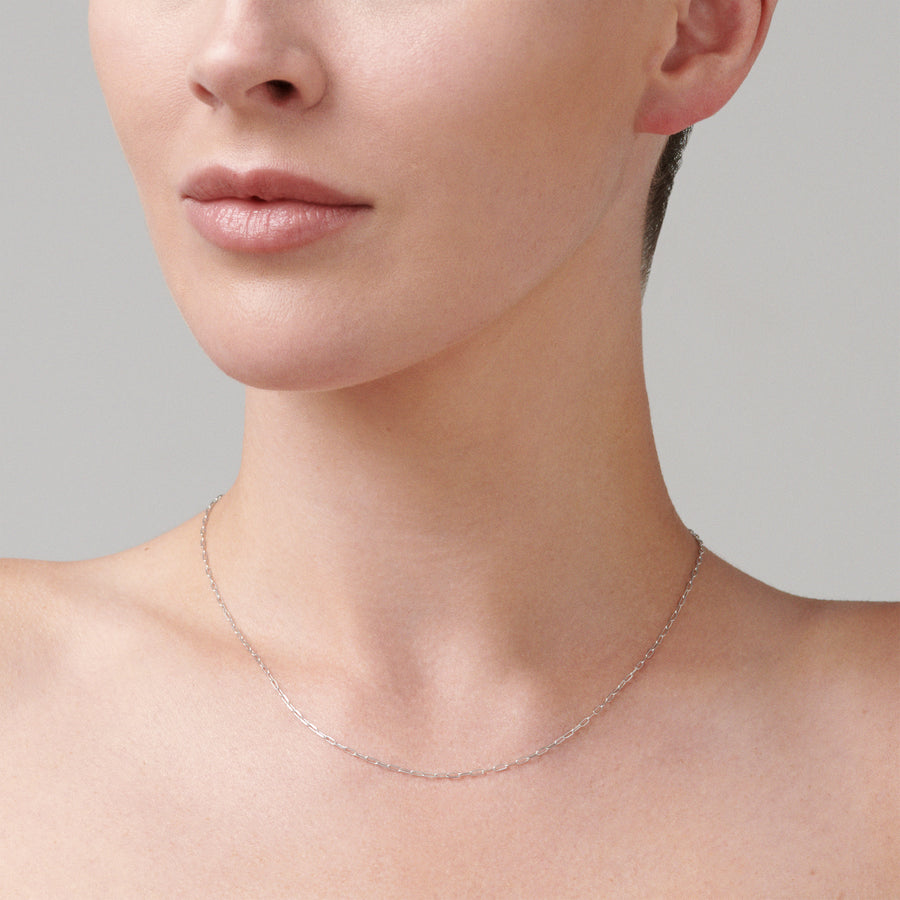Capri Dreaming™ Paperclip Small Necklace | White Gold