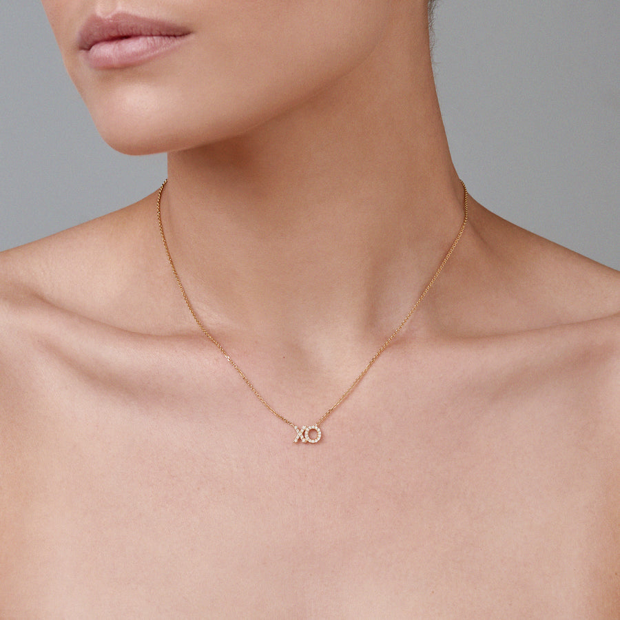 Hugs Kisses XO Screw Link Necklace 14K Two-Tone Gold 17.25