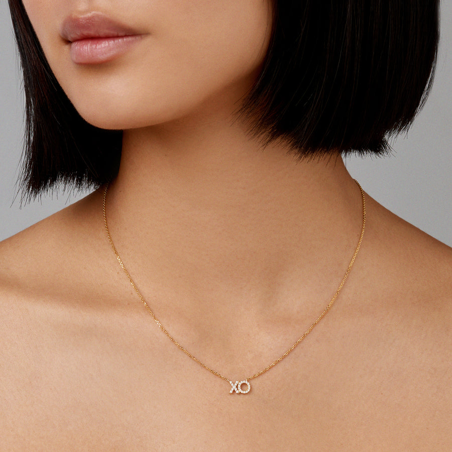 14K SOLID ROSE GOLD HUG AND KISS NECKLACE - XO LOWERCASE LETTER NECKLACE –  adorn512