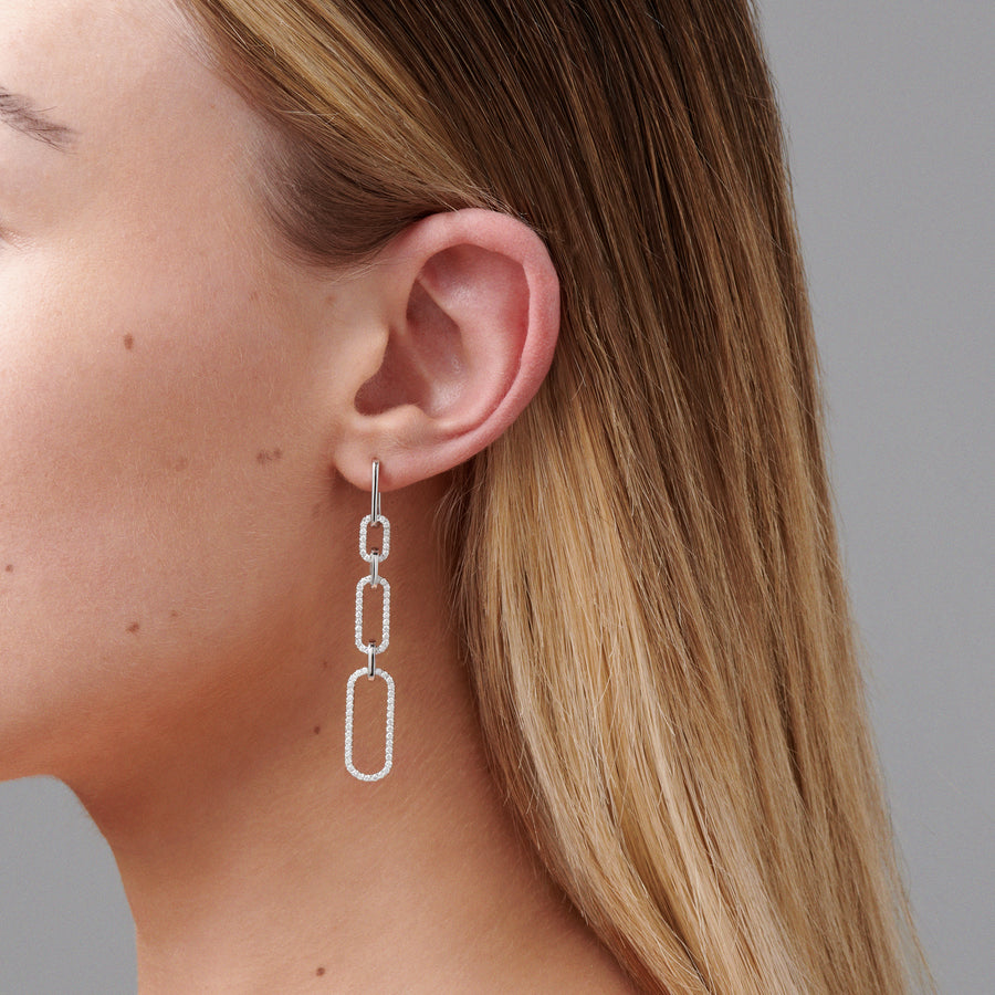 Capri Dreaming™ Paperclip Diamond Drop Earrings | White Gold