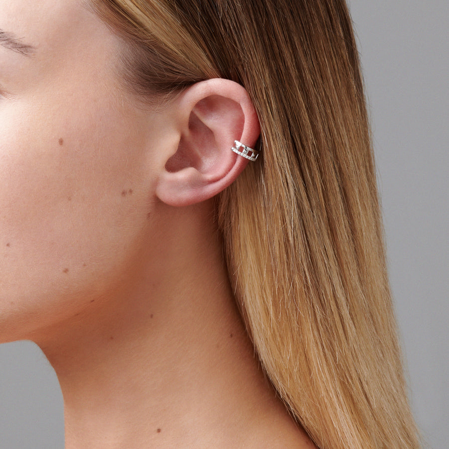 R.08™ Single Ear Cuff with Diamonds | White Gold