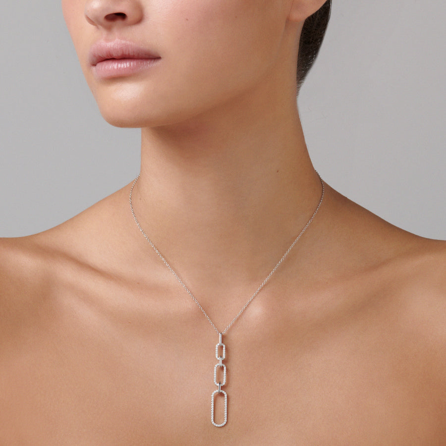 Capri Dreaming™ Paperclip Diamond Pendant Necklace | White Gold