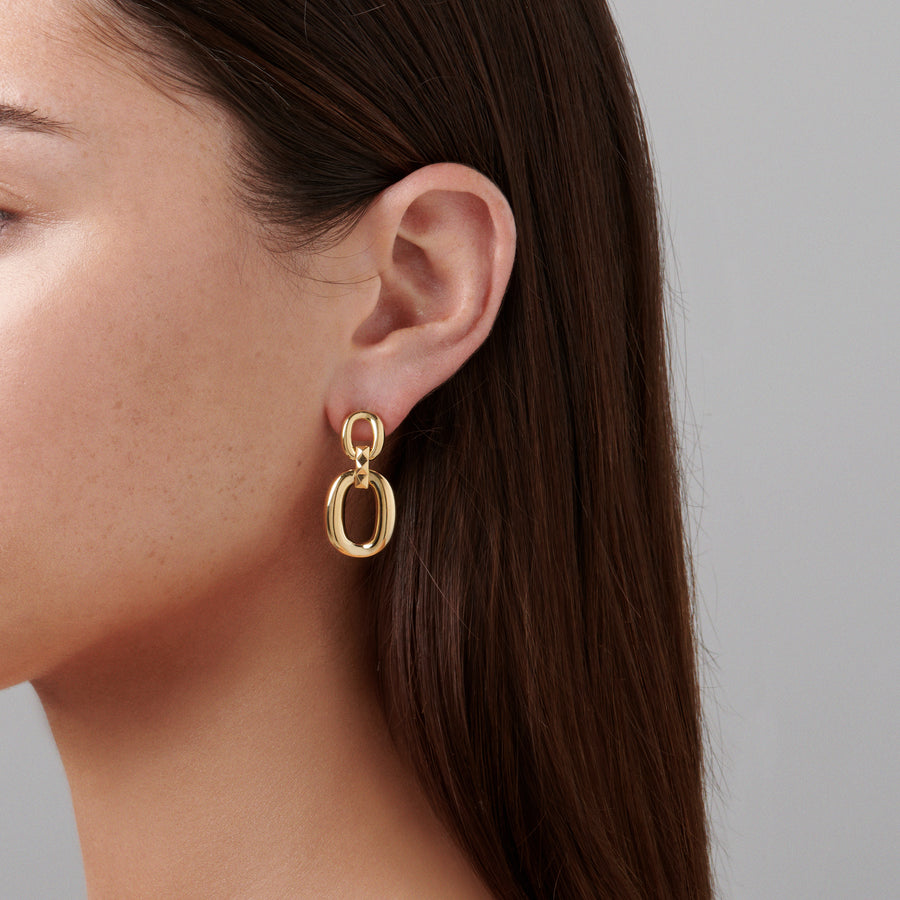 R.08™ Link Solid Earrings | Yellow Gold