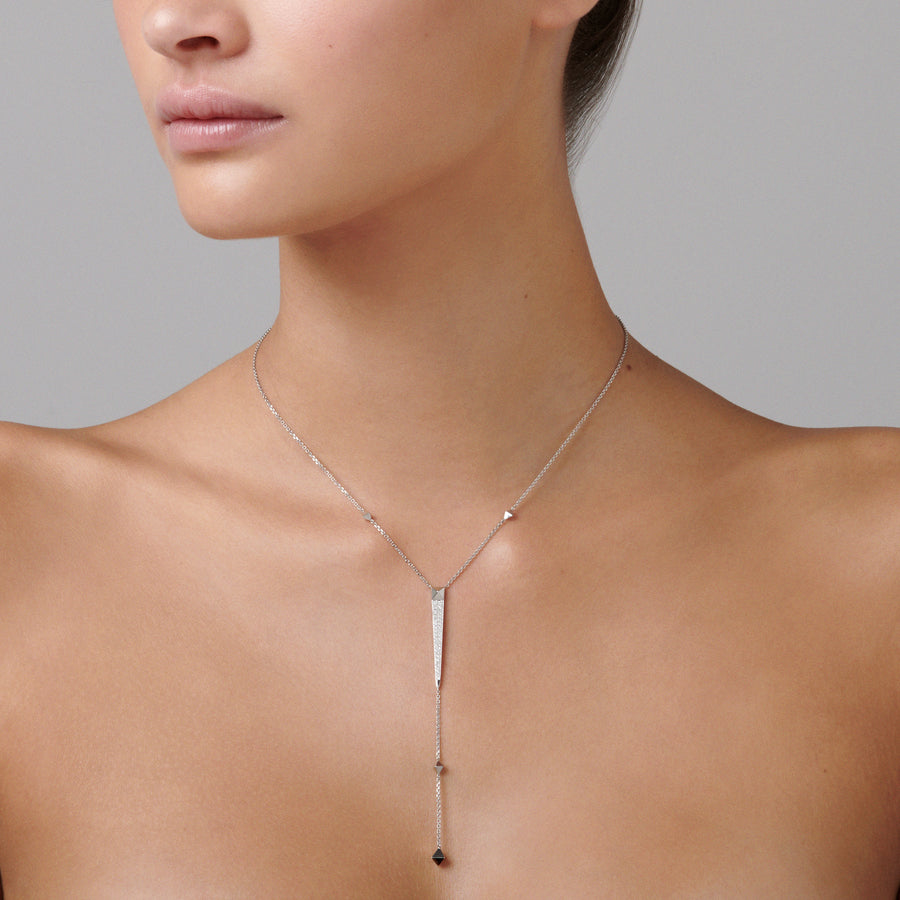 R.08™ Pointe Lariat Necklace | White Gold