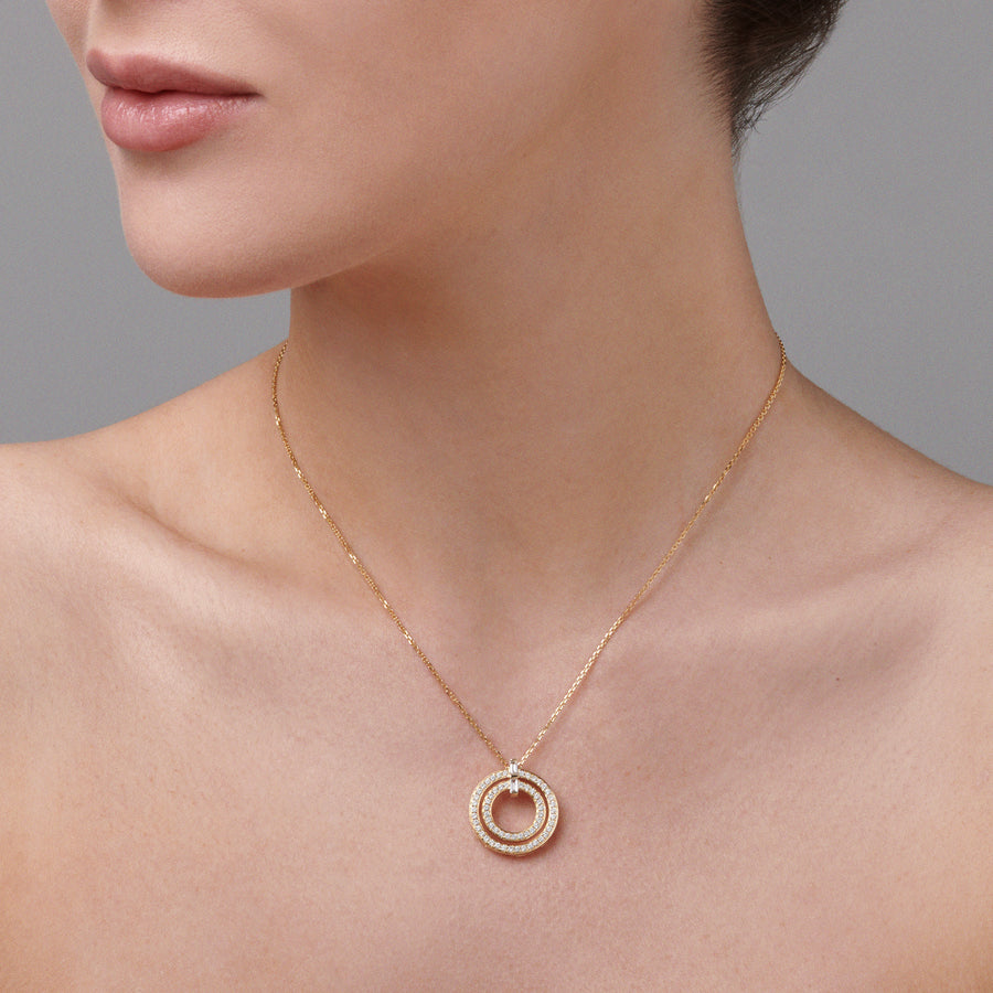 Capri Dreaming® Lighthouse Double Diamond Pendant Necklace | Yellow Gold