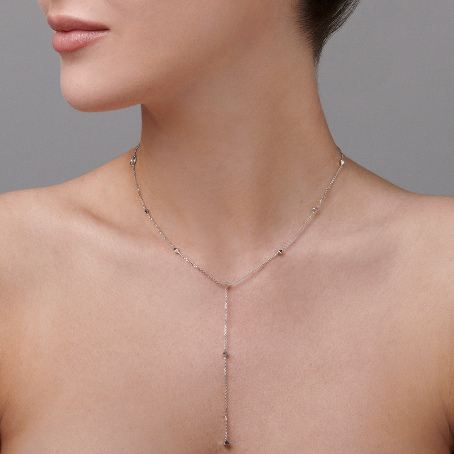 R.08™ Lariat Necklace | White Gold