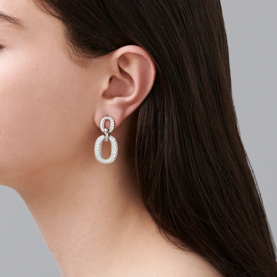 R.08™ Link Diamond Statement Earrings | White Gold
