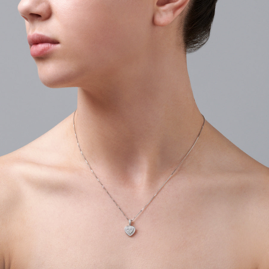 Promise Heart Shape Diamond Pendant | White Gold